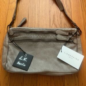 New Anthropologie Liebeskind LK soft buttery grey leather cross body purse